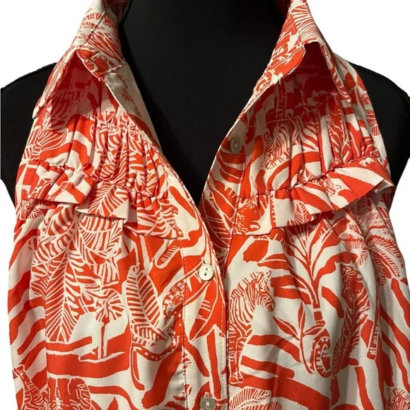 Entro Vibrant Orange Tropical Print Dress Size Small NWT - Picture 4 of 7